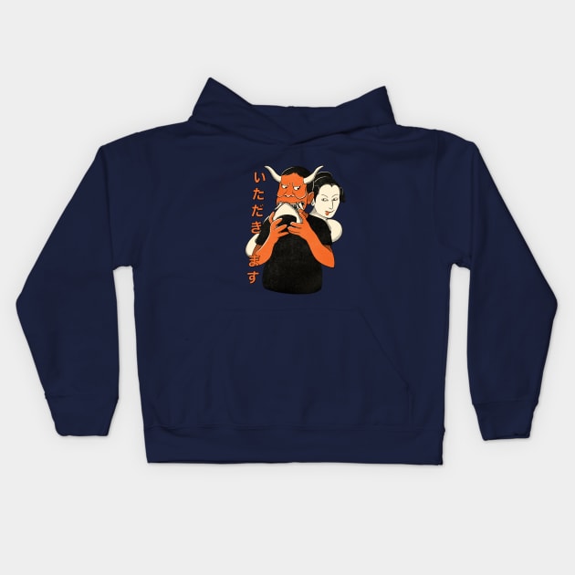 Onigiri Oni Kids Hoodie by The Graphicallist